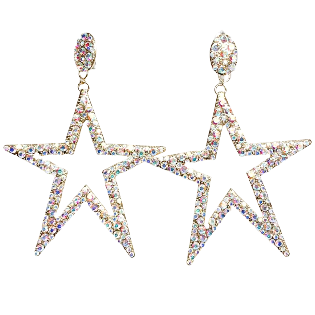 A/B Crystal Star Clip on Earrings