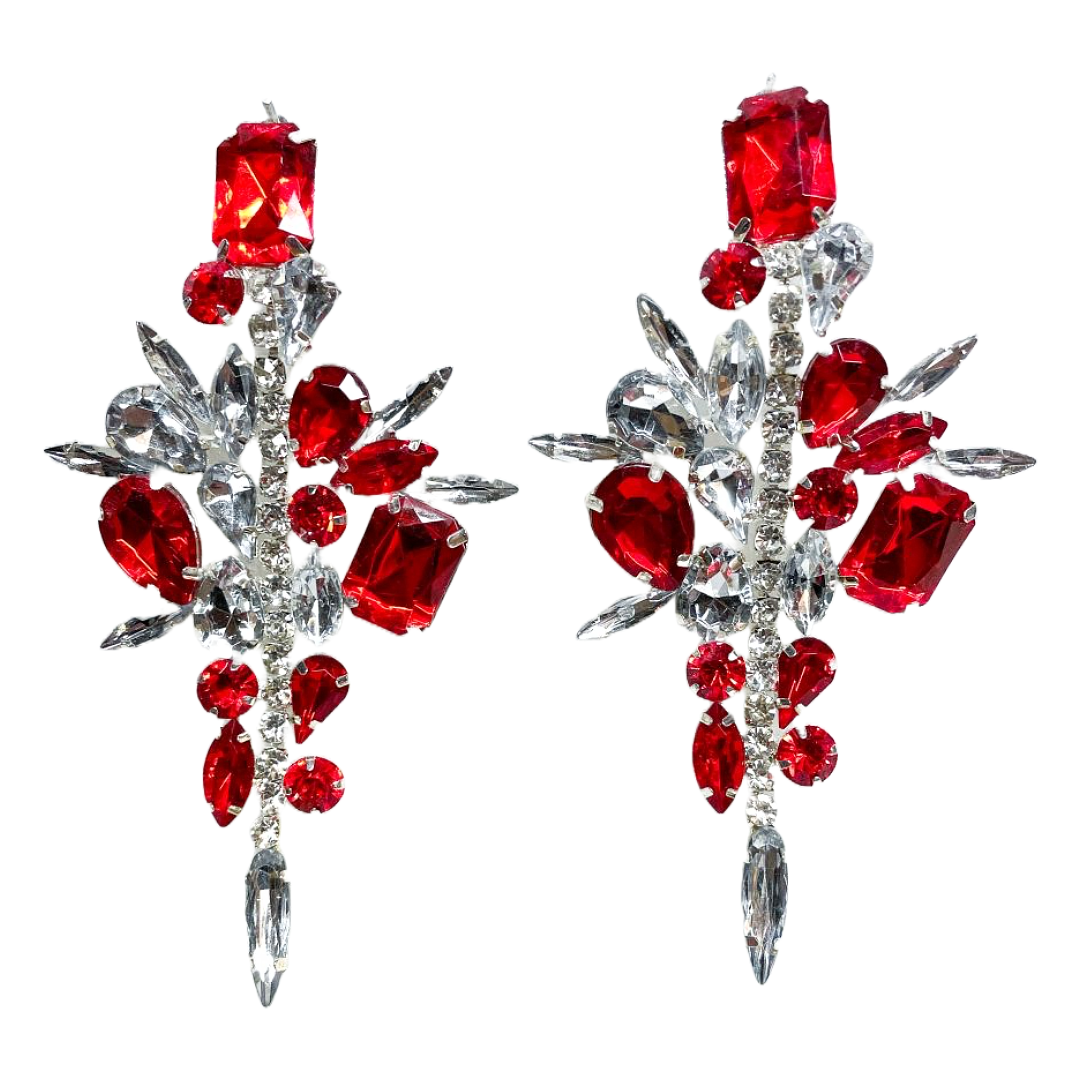 Red and Crystal Earrings