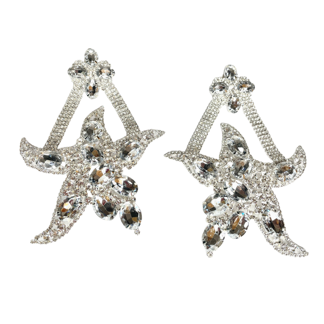 Large Starfish Crystal Earrings