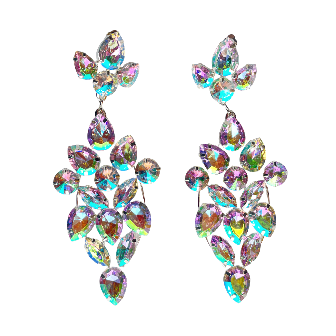 Fun A/B Crystal Clip on Earrings