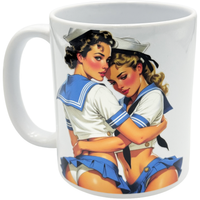 Sexy lesbian sailor couple mug