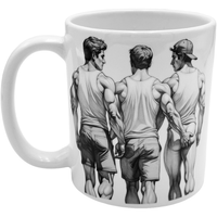 Cheeky gay threesome mug