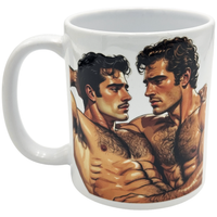 Shirtless gay couple mug