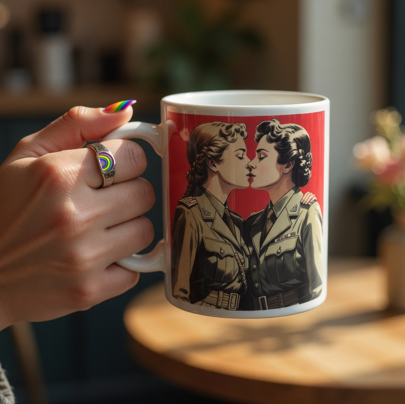 Lesbian army couple Mug