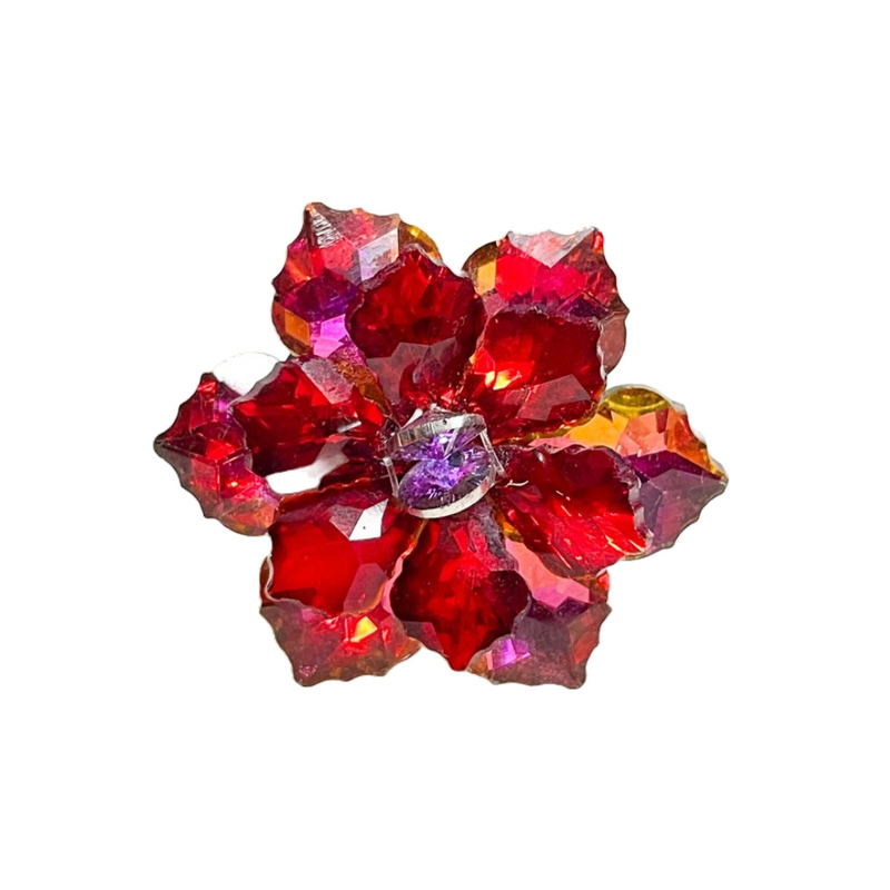 Red and Orange Glass Flower Ring