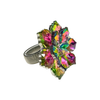Multi Coloured Glass Flower Ring