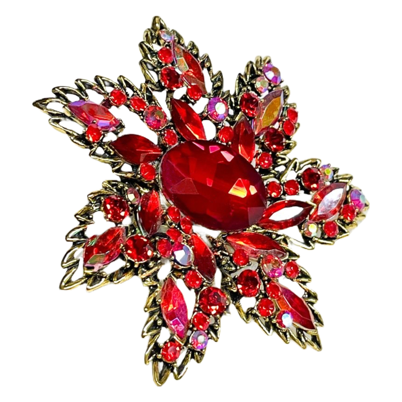 Red Leaf Crystal Ring