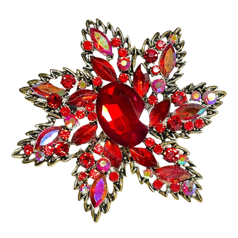 Red Leaf Crystal Ring
