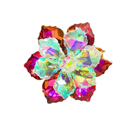 Red and Clear Glass Flower Ring