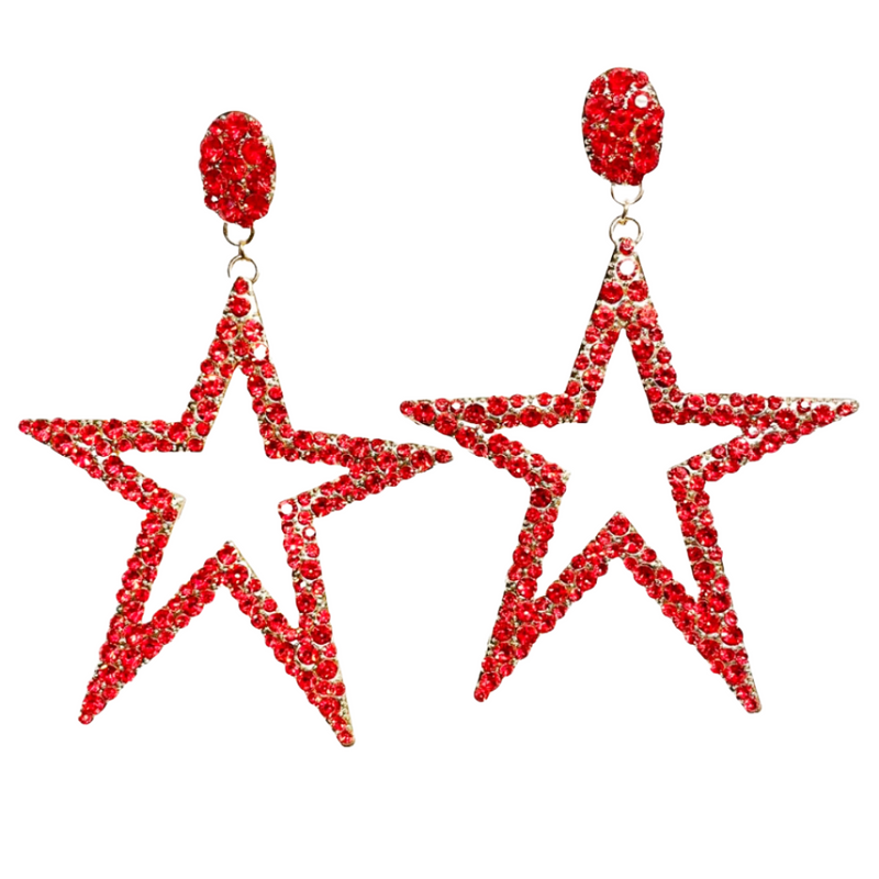 Red Star Clip on Earrings