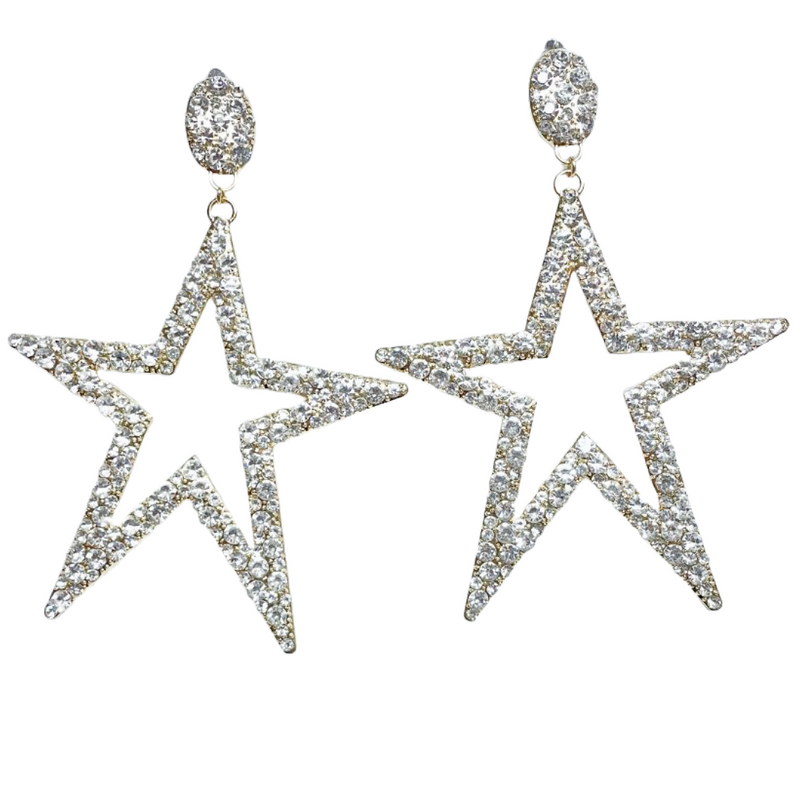 Crystal Star Clip on Earrings