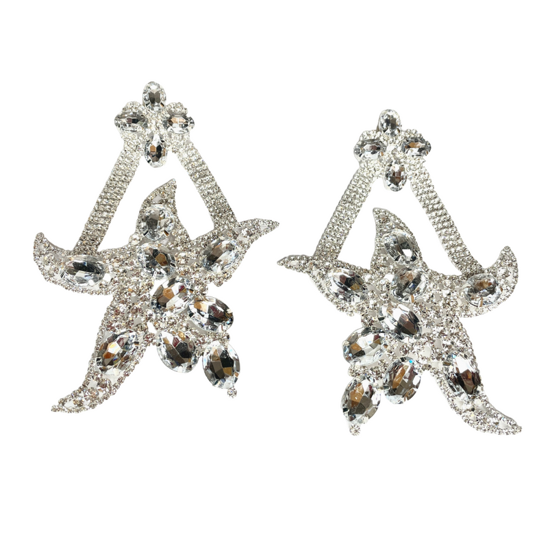 Large Starfish Crystal Earrings