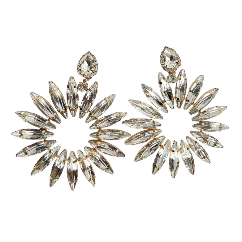 Large  Clear Crystal Spiky Earrings