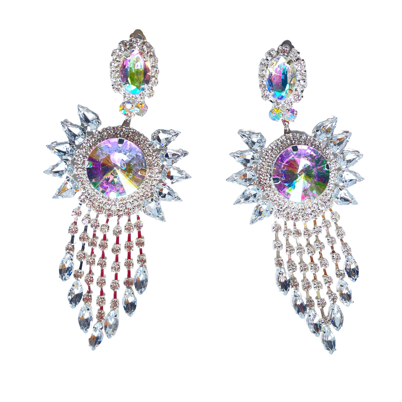 A/B Crystal Spiky Tassel Earrings