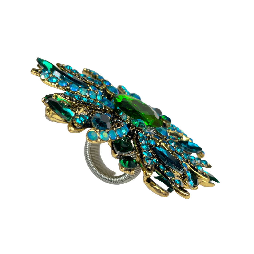 Very Large Green Rhinestone Ring