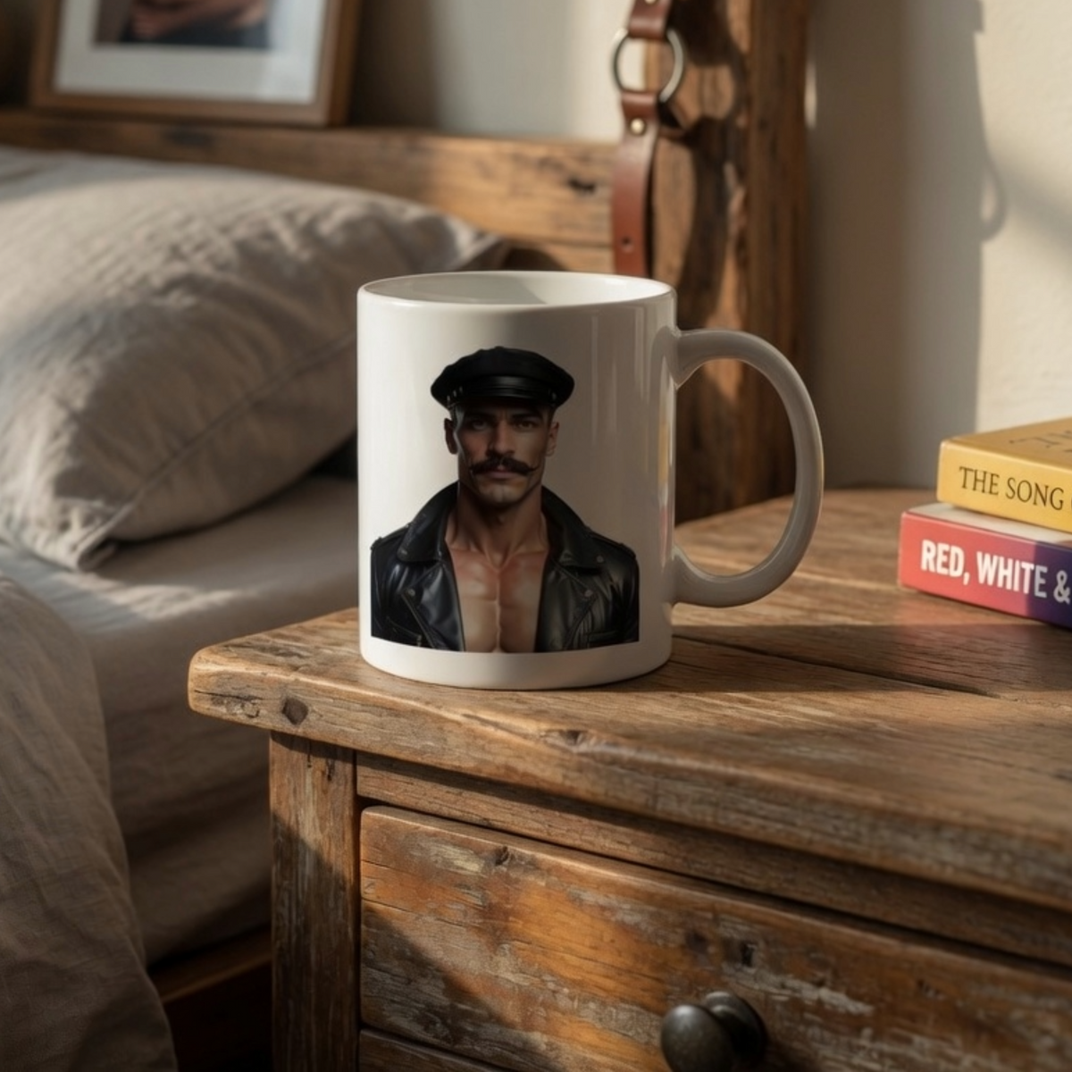 Leather man mug