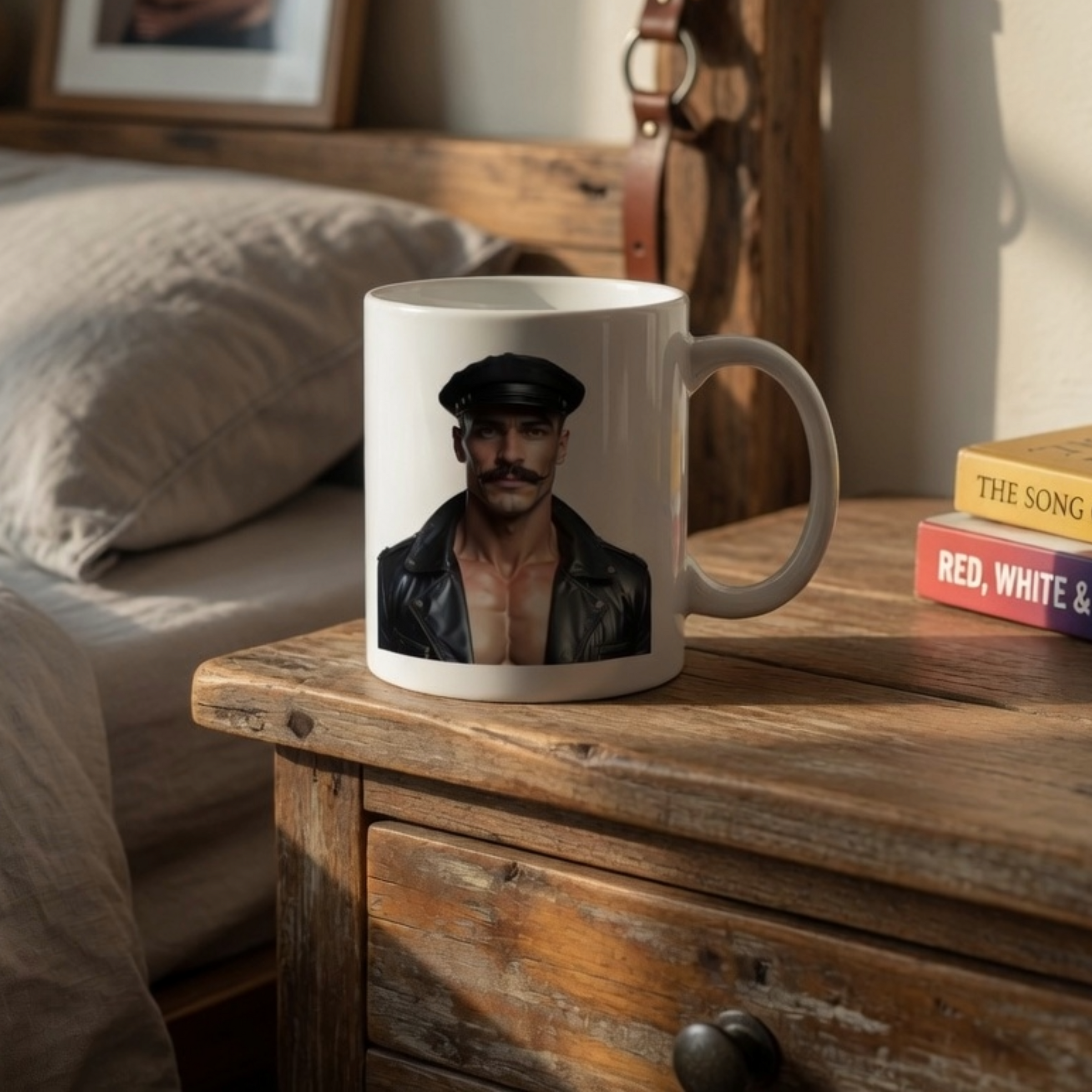 Leather man mug