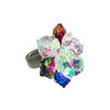 Multicoloured and Clear Glass Flower Ring